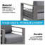 Causeuse de patio en aluminium toutes saisons de 50 po avec coussins gris foncé épais et structure grise-1244696756-1244696754