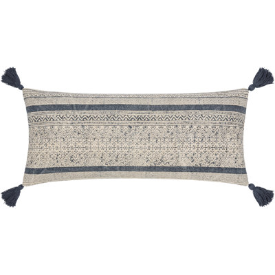 Zetta Tassels Cotton Lumbar Throw Pillow
