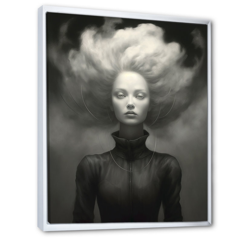 «Wild Hair Dreams», impression monochrome sur toile, H 44 po x l 34 po x P 1,5 po, Cadre flottant blanc