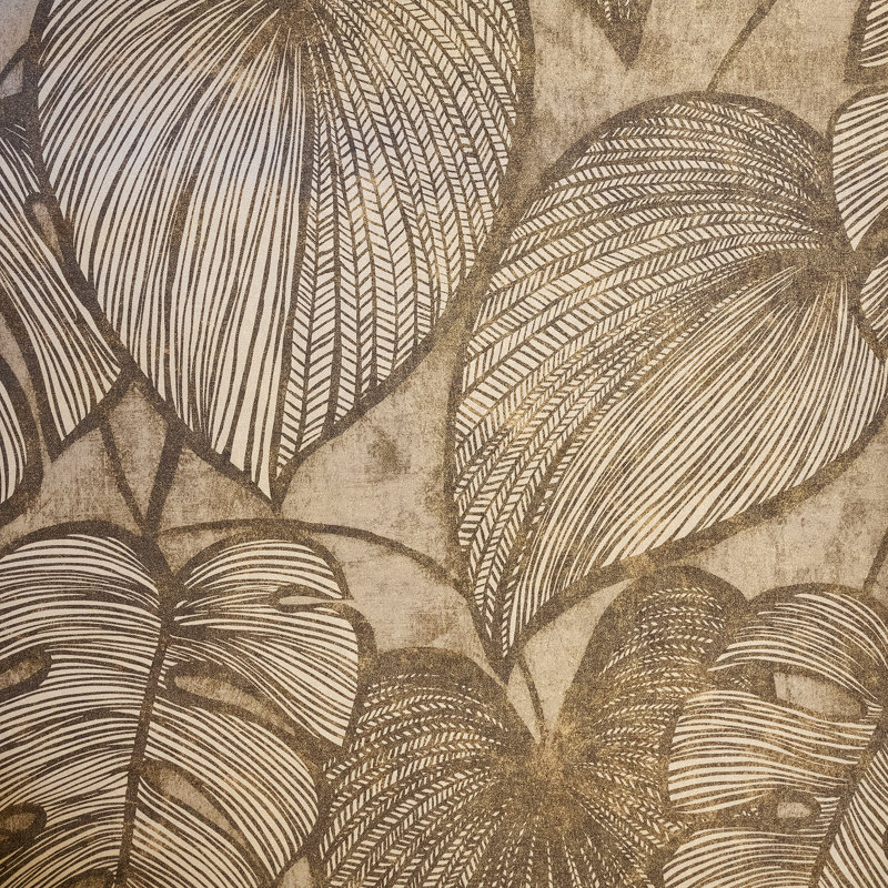 Julie Feels Home Collection Glitter/Shimmer Large Monstera Leaf Wallpaper Roll, Black Walnut