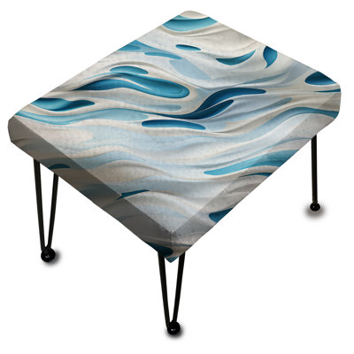 Repose-pieds rectangulaire bleu et blanc Snowy Serenity