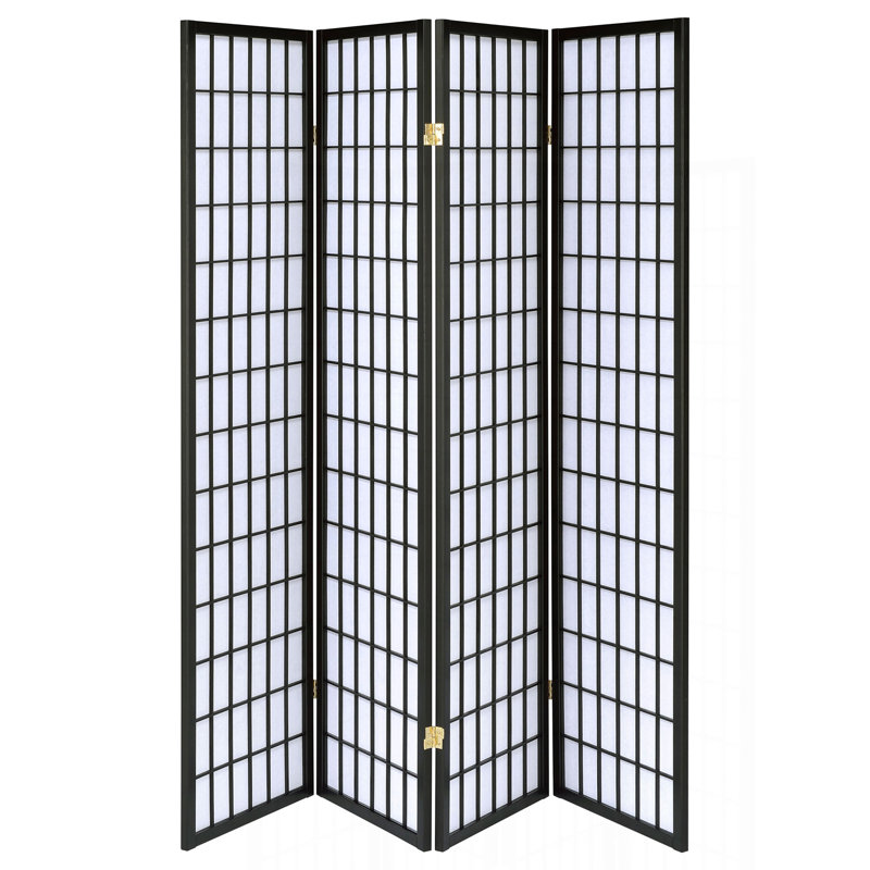 Paravent pliable 4 panneaux Sartre, Black, 70.25" H x 69.5" W x 0.75" D