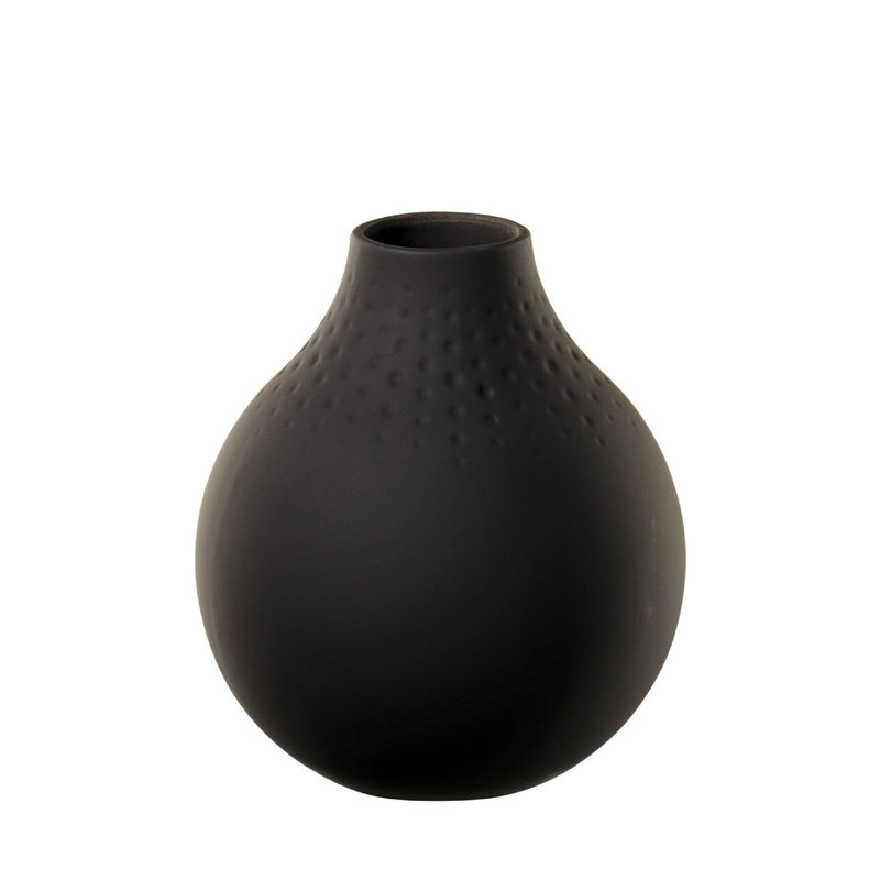 Vase de table Procelain, H 4,75 po x l 4,5 po x P 4,5 po, Noir mat