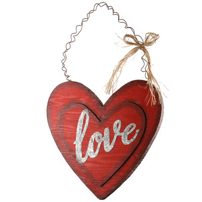 14" Wood Valentine Heart Wall Piece