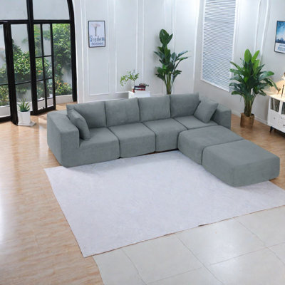 Spacious Velvet Sectionals, Modern U-shape Sofa For Family Use