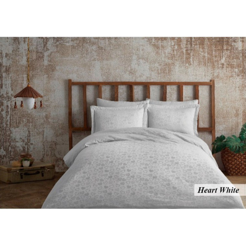 Ensemble de housse de couette réversible 100% coton 4 pièces Tabarez, Blanc