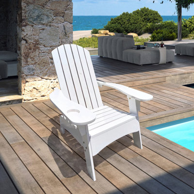 Fauteuil Adirondack confortable intérieur / extérieur avec trou de parasol pour la détente de patio ou de jardin
