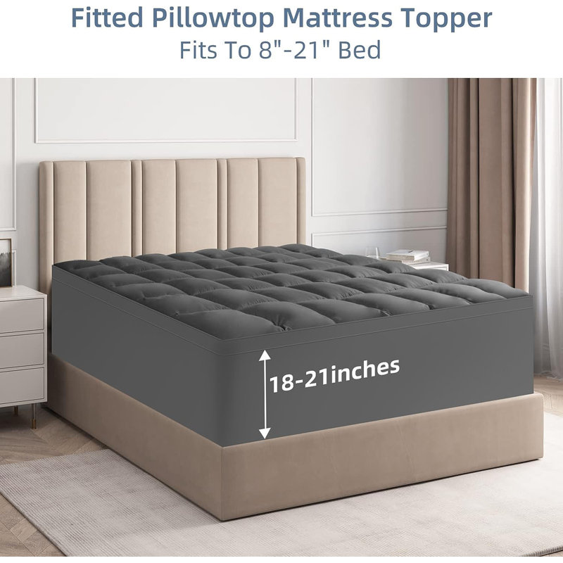 Americus 3'' Mattress Topper, King, Gray