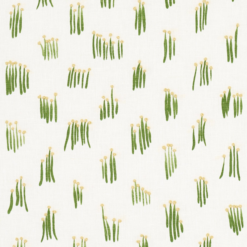 Schumacher X Studio Bon Meadow Button Hand Embroidery Fabric, Yellow