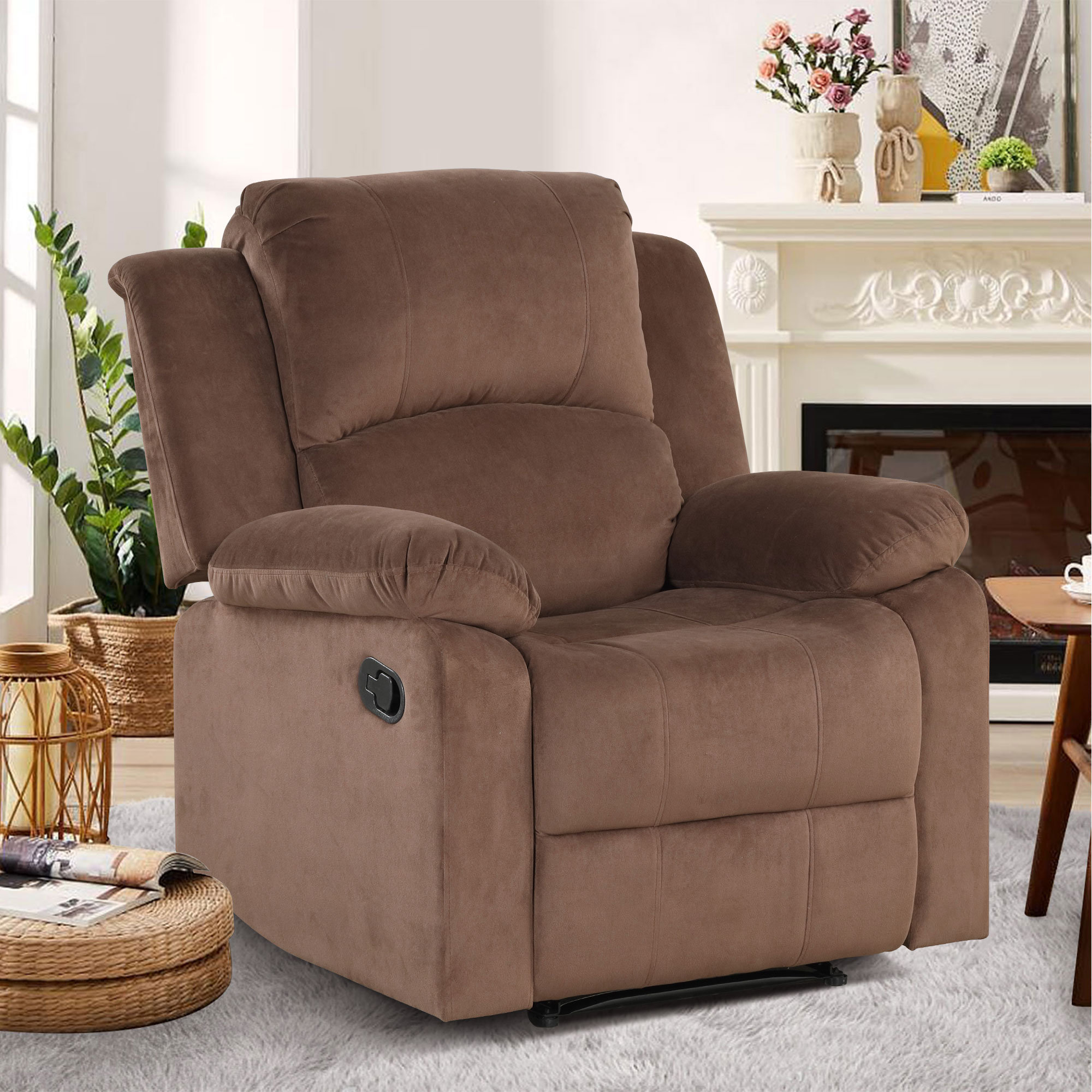 Latitude Run® Brevik 35 Wide Contemporary Breathable Skin Friendly Fabric  Soft Padded Manual Recliner Chair & Reviews