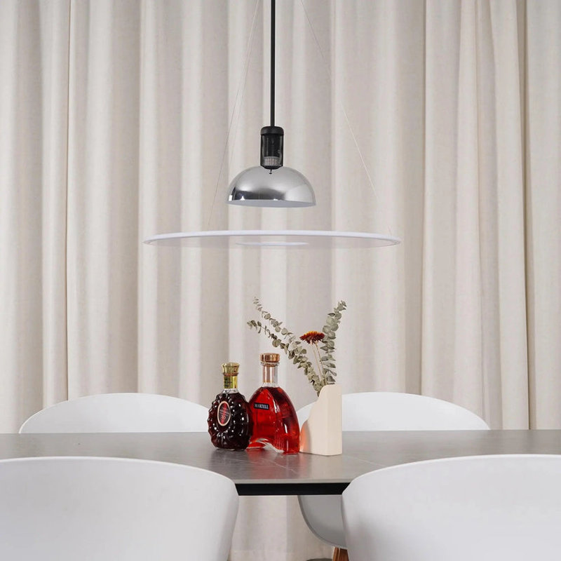 Lustre suspendu 70 'Orbit Spaceship, H 17 po x l 23,6 po x P 7 po, Chrome