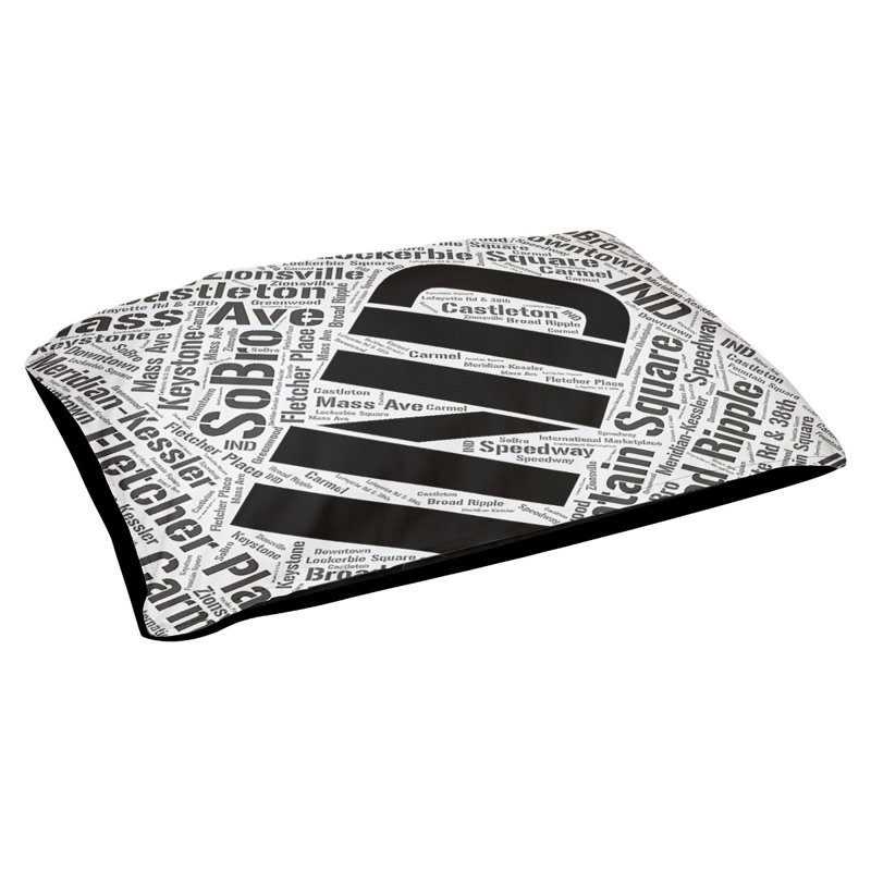 Coussin de chien « districts », Indianapolis, Grand (l 40 po x P 30 po x H 14 po), Noir