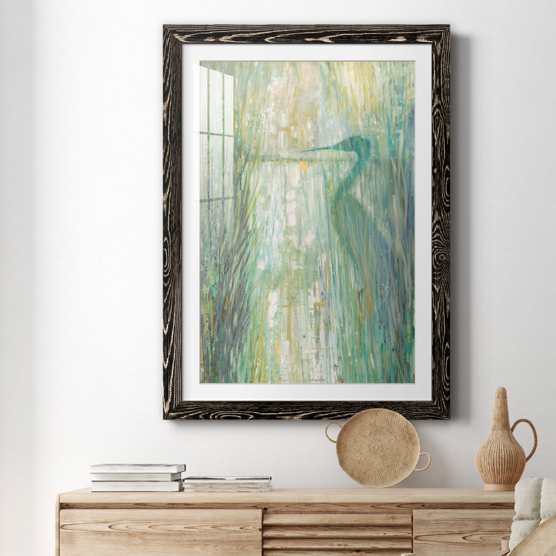 Morning Egret II - peinture encadrée, H 31,5 po x l 23,5 po x P 1,5 po, Cadre noir