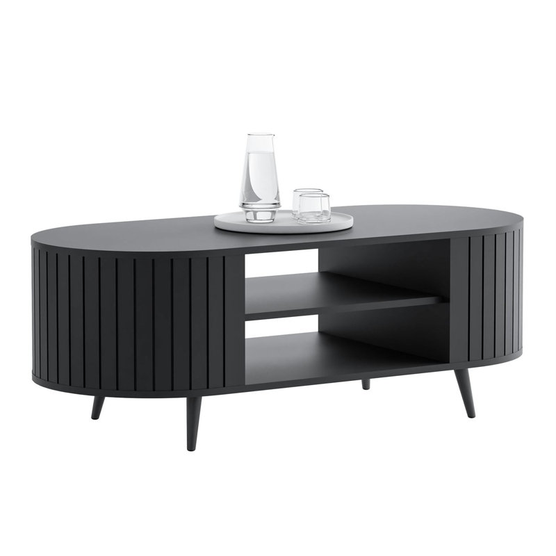 Coffee Table with Storage, Black, Black