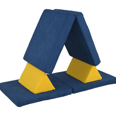Six blocs d'escalade en mousse de velours bleu six pièces, mousse 28D à haute élasticité, jeu créatif et imaginatif, entretien facile avec fermetures à glissière dissimulées, L 59,1 po x l 26 po H 17,9 po, blocs souples de 132 lb