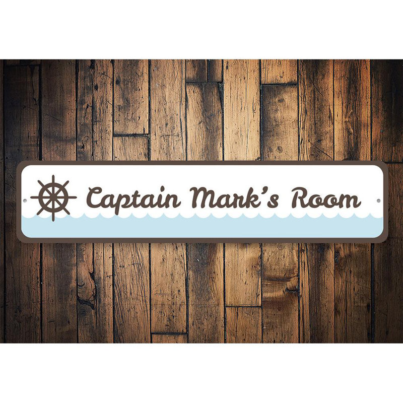 Enseigne de capitaine de bateau en métal, H 6 po x l 24 po x P 0,06 po