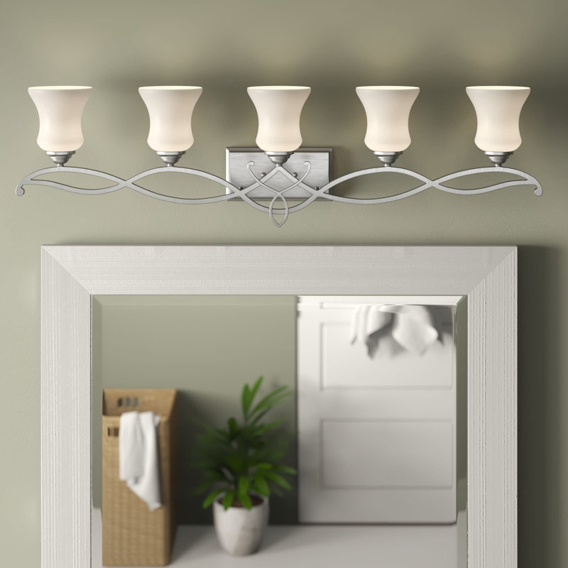 Éclairage de salle de bain à intensité variable 5 lumières Brooke, Nickel antique
