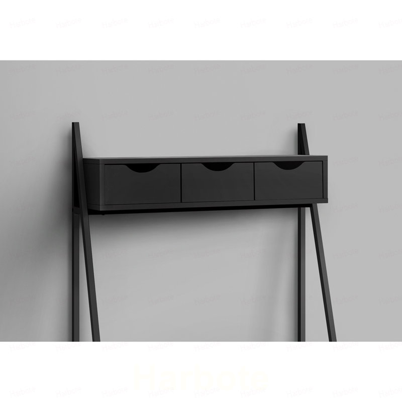 Bureau d'ordinateur, bureau à domicile, pour ordinateur portable, inclinable, tiroirs de rangement, 81 cm (32 po), plateau en stratifié noir, structure en métal noir