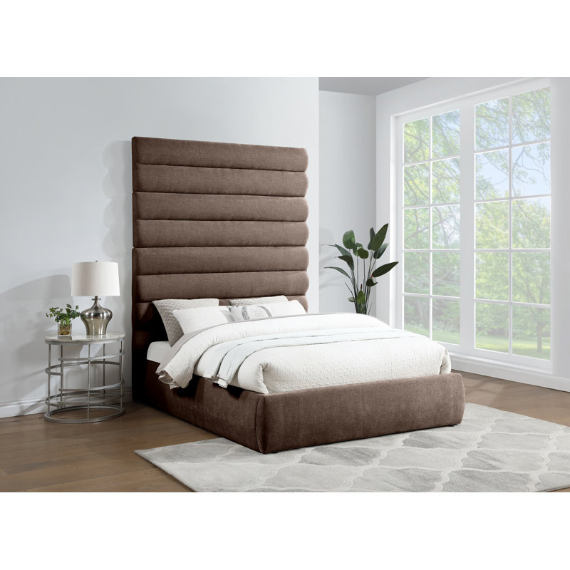 Lit en tissu Adam, Brun, Grand lit, Chenille Fabric