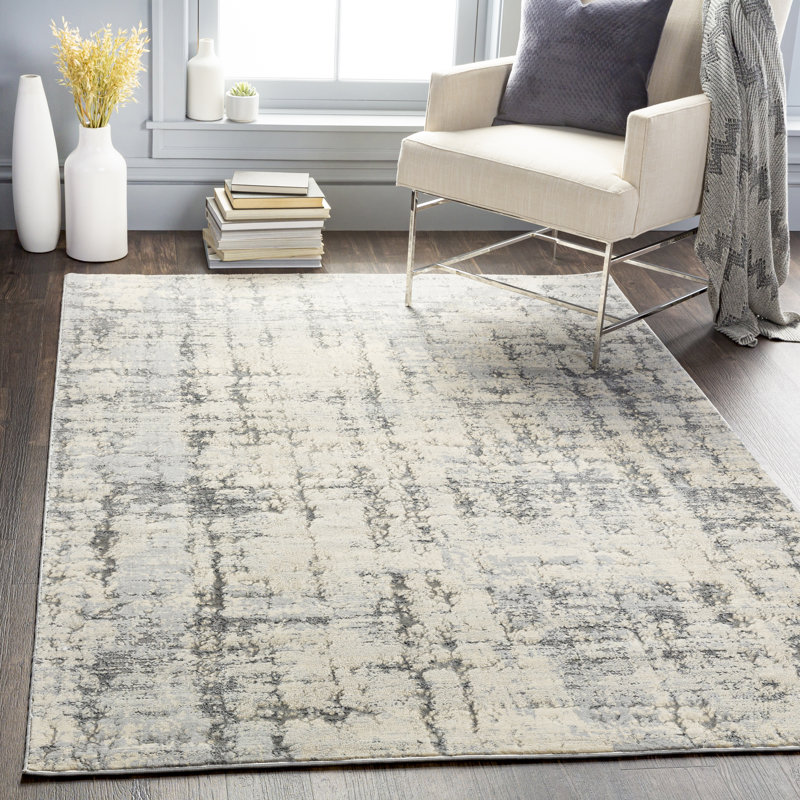 Tapis gris/charbon abstrait Adelaida, Rectangle 5 pi 3 po x 7 pi 3 po