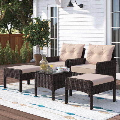 Choudhury Wicker 4 - Person Patio Conversation Sets with Cushions