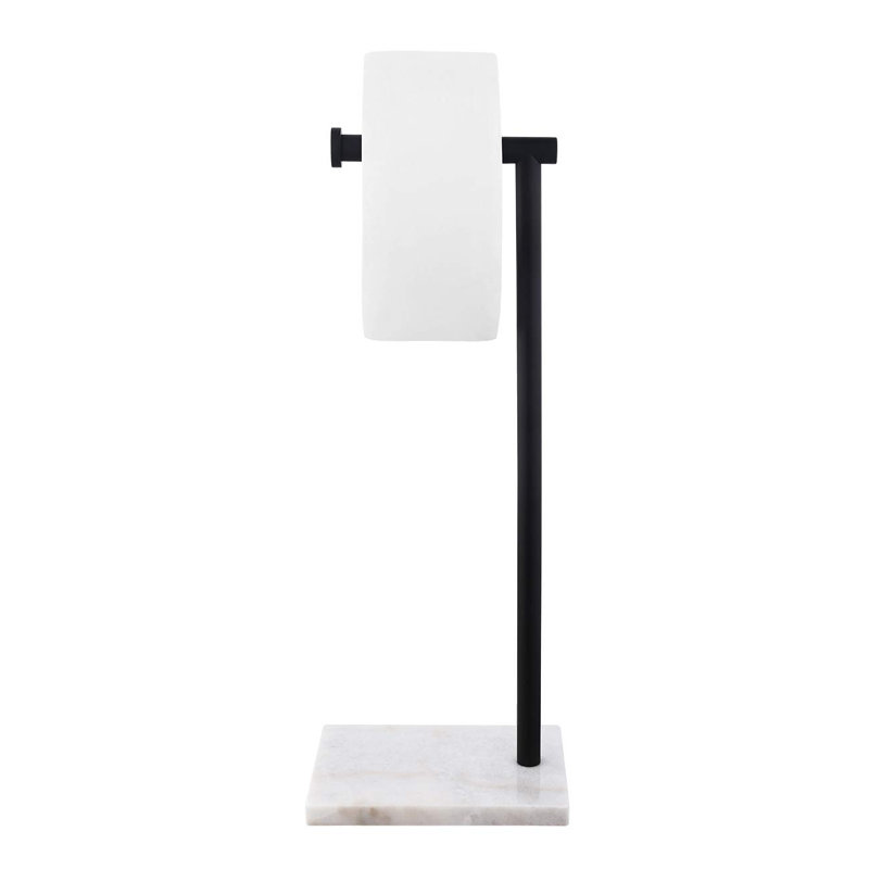 Porte-papier hygiénique sur pied avec base en marbre, Noir