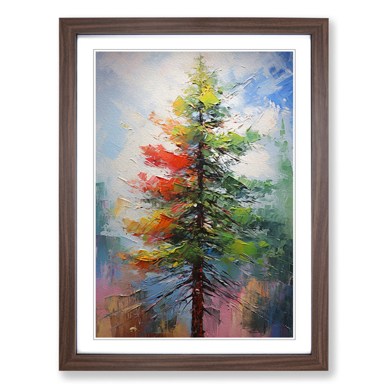 Pine Tree Action Painting No.2 Framed Print, 46cm H x 34cm W x 2cm D, Walnut Framed