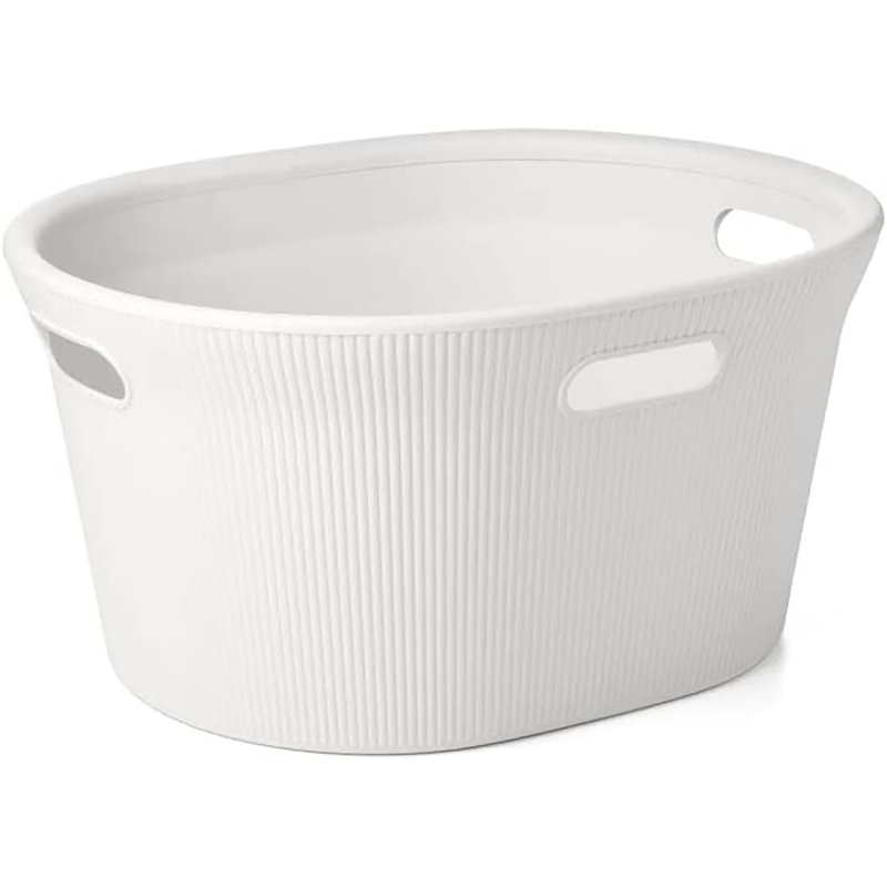 Panier à linge nervuré, Blanc
