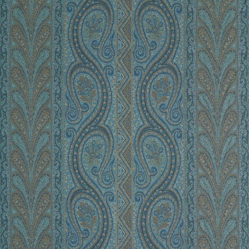 Chatelaine Paisley Fabric, Blue/ Medium Blue
