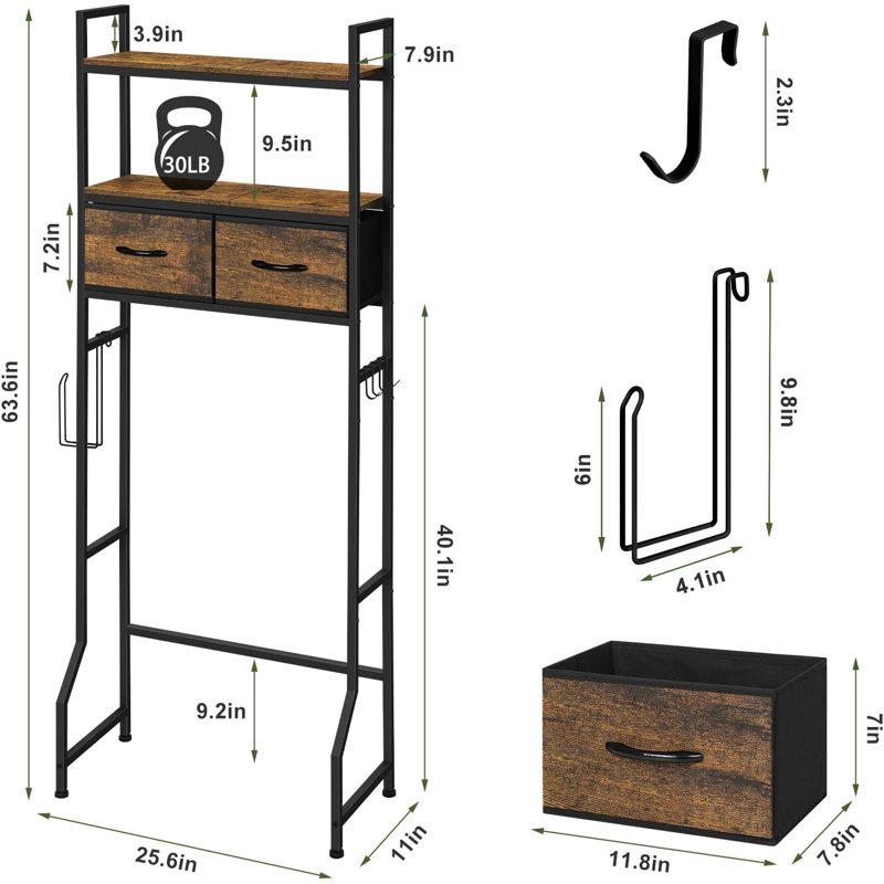 Armoire de rangement au-dessus de la toilette, Brun