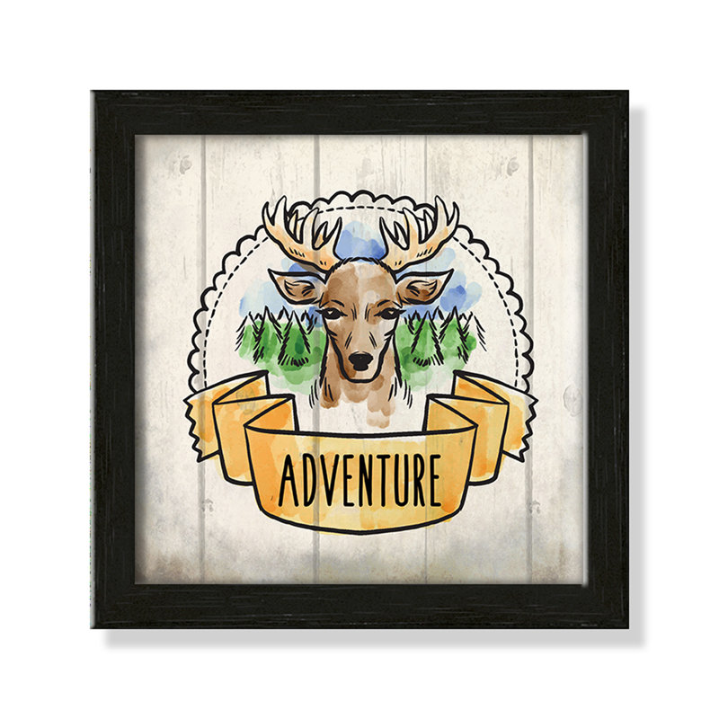 Adventure is out There 1, art encadré, 8" H x 8" W x 1.18" D, Cadre plat à grain de bois noir