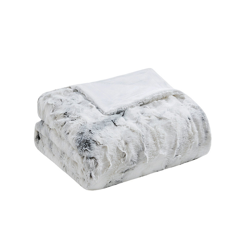 Oversized Faux Fur Throw, 69.99" L x 59.99" W, Light Gray