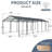 Heavy Duty Outdoor Carport 12*32 Ft, Galvanized Steel Frame And Roof, Stable On Level Surfaces, Gray Finish For Aesthetic With Roof Fixed Inclined Supports, Suitable Boats Trucks