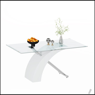 Table de salle à manger moderne et moderne avec plateau en verre, élégante et durable pour la décoration contemporaine