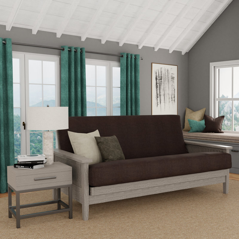 Housse pour futon à coussins carrés Leupp, Double, Grain de café