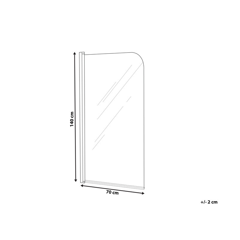 Almada Semi-Frameless Tub Door with Clear Glass, 140cm H x 70cm W