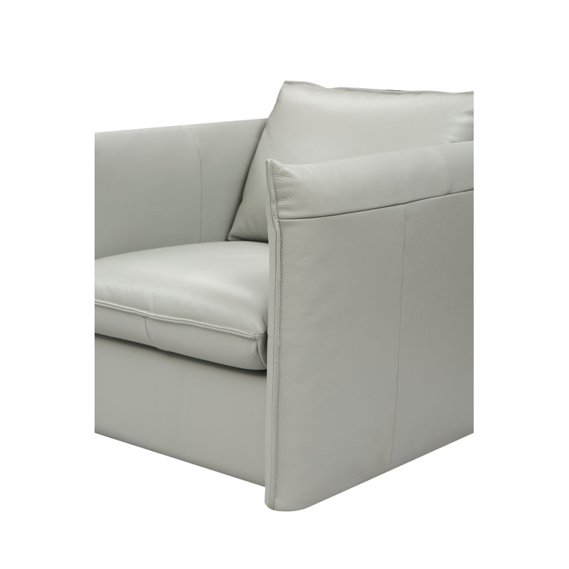 Brittana Upholstered Swivel Club Chair, Gray Genuine Leather