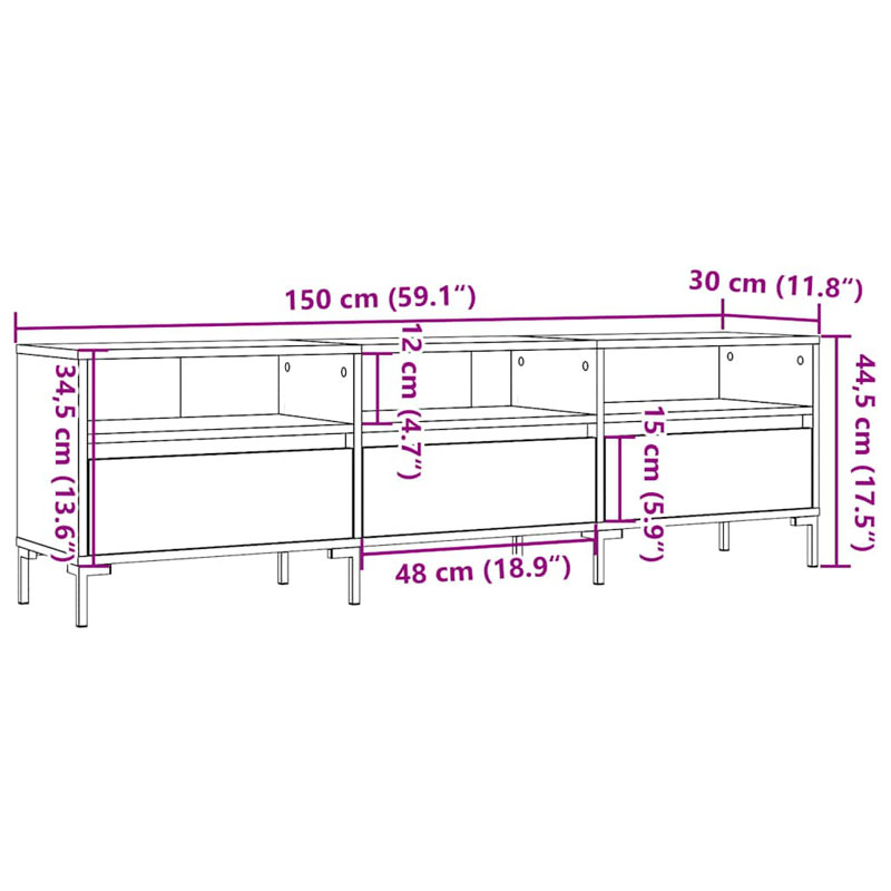 Meagyn TV Cabinet 150x30x44,5 cm Engineered Wood, Artisan Oak