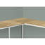 Bureau d'ordinateur en coin en L 58 pouces avec plateau en stratifié naturel et base en acier blanc pour bureau à domicile