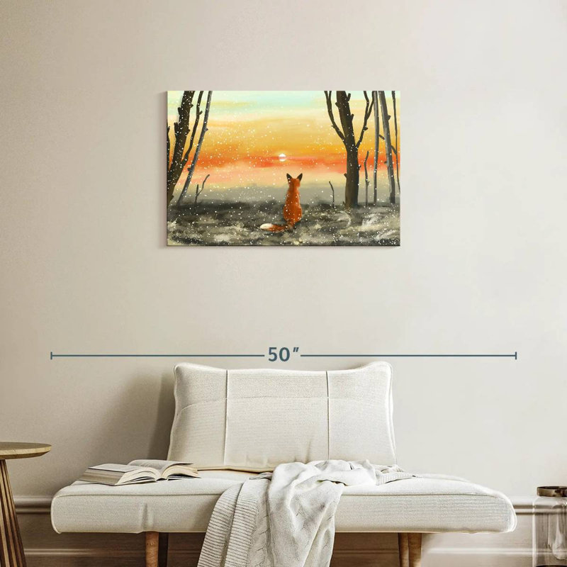 Brampt Fox Watching Winter Sunset, 20" H x 30" W