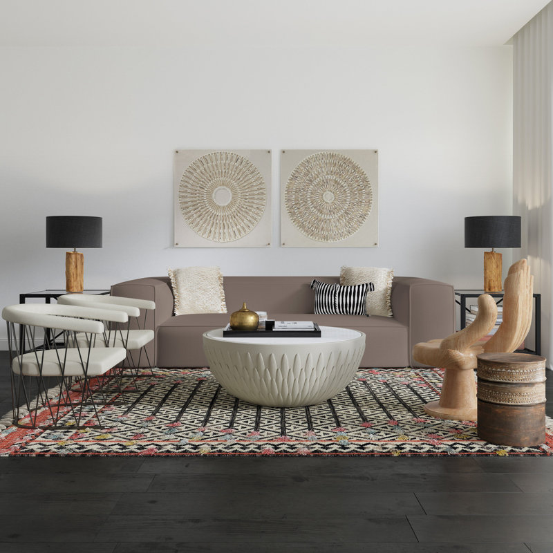 Canapé surdimensionné Varick, Ponce de lin Box Weave, H 30 po x l 108 po x P 41 po, Patiné