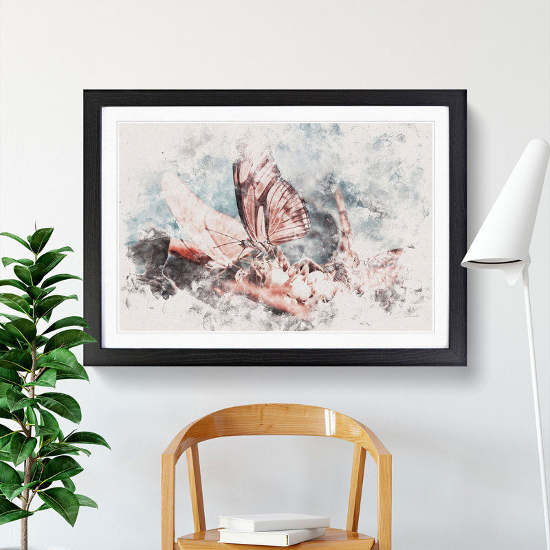 Pink Butterflies - Framed Print, Black Framed, 45cm H x 63cm W x 2cm D
