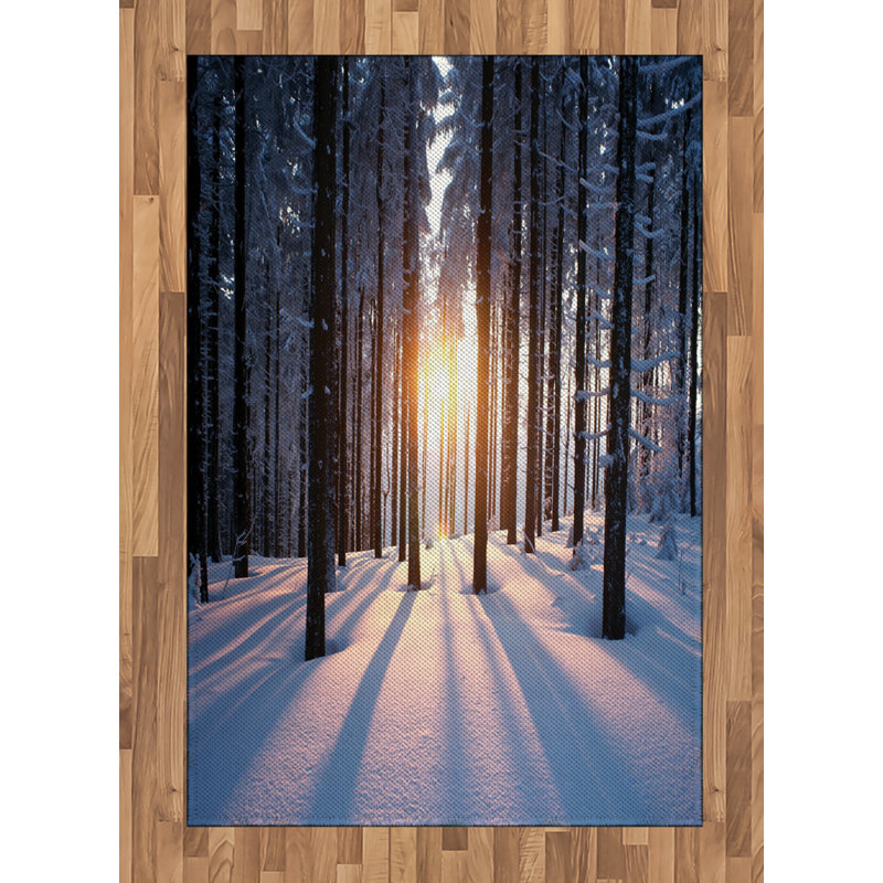 Winter Forest High Density Long Fiber Poly Threads Decorative Area Rug Carpet, Rectangle 4' x 5'8"