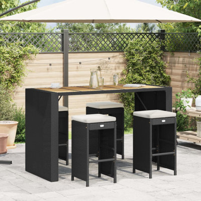 4 Powder Coated Steel Outdoor 76cm Bar Stool with Cushion