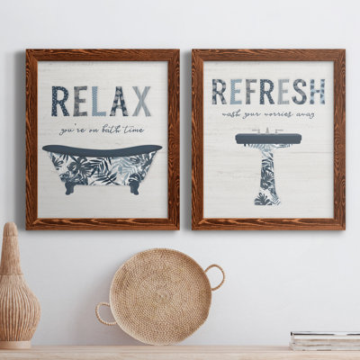 Palm Bath I - Ensemble de 2 encadrements d'art textuel sur toile