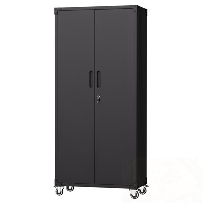Armoire de rangement en métal avec roulettes et tablettes réglables