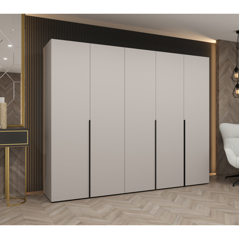 Manufactured Wood Wardrobe, cashmere + handles: black