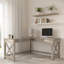 Bureau d'ordinateur en L Lavish Home avec pieds en X gris foncé-2091830149