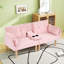 72" Foldable Pink Velvet Double Sofa, Space-Saving