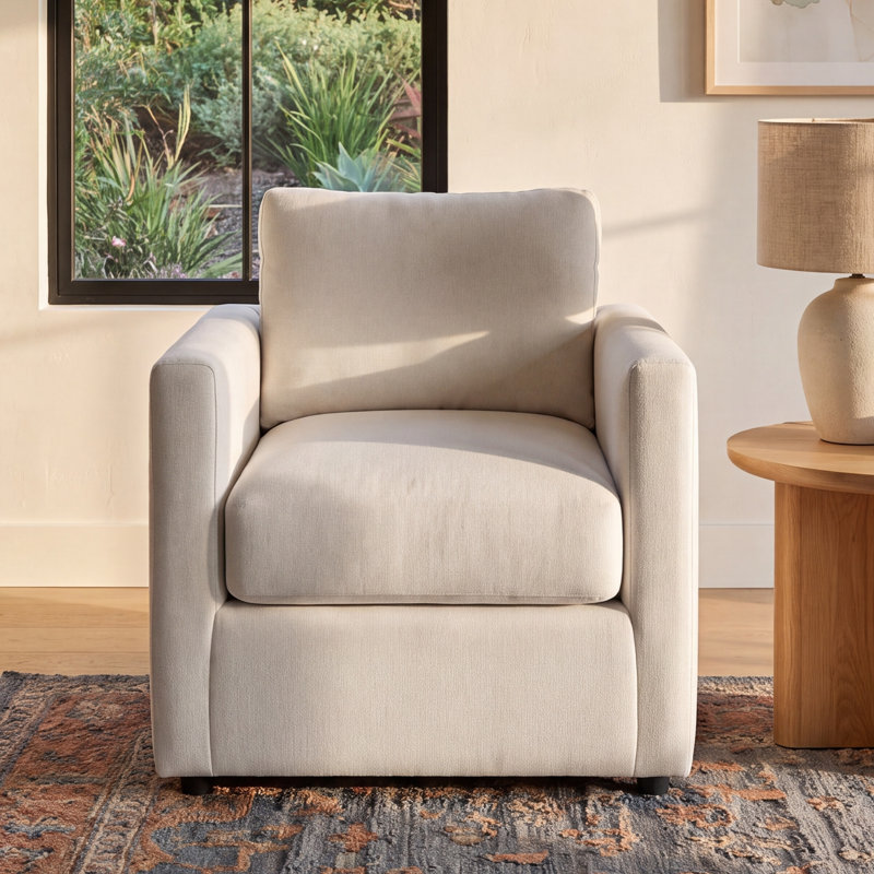 Godwin Upholstered Armchair, Conversation Pearl Basketweave